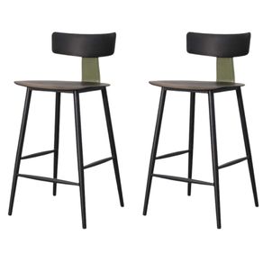 8 Kit 2 Banquetas Baixas Analu Rivatti 89cm -Altura- Assento e Encosto PP Preto Detalhe PU Marrom Base em Aco -2-
